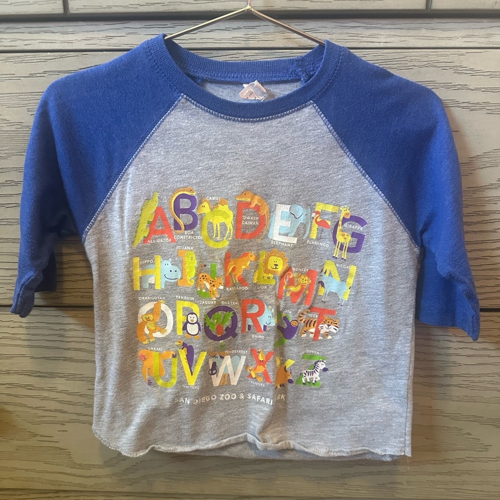 Rabbit Skins San Diego Zoo Blue & Gray Alphabet Animal Raglan Tee
